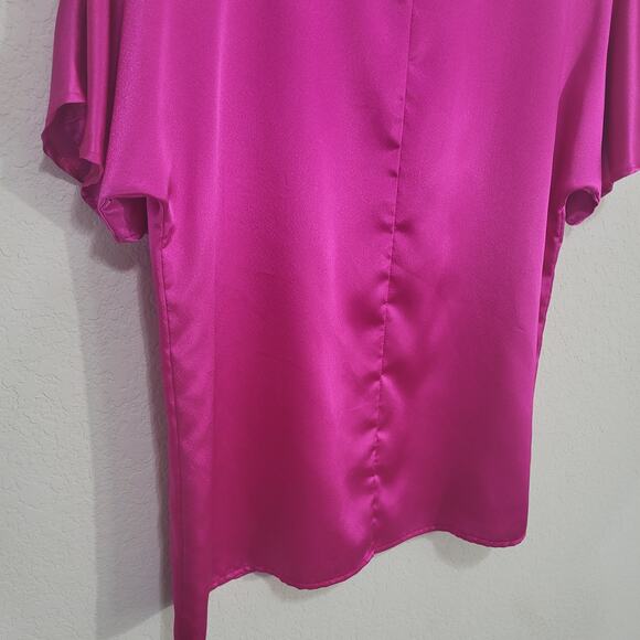 ALEXANDRIA Vintage Blouse Womens Size 14 Pink Fuchsia Short Sleeve 80s Statement - Picture 10 of 10
